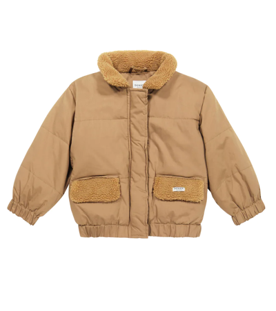 Donsje Kids' Wander Shearling-trimmed Puffer Jacket In Warm Brown