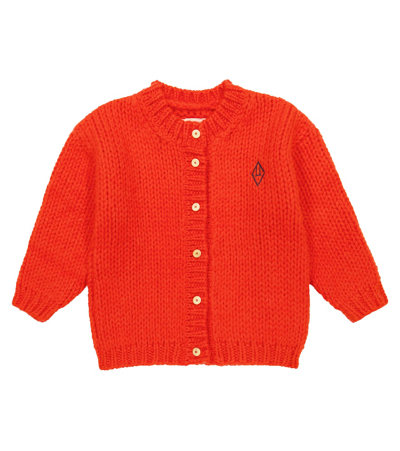 The Animals Observatory Kids' Toucan Wool And Mohair Cardigan In Red