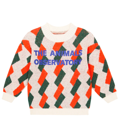 The Animals Observatory Kids' Arty Bull Intarsia Sweater In White