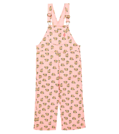 The Animals Observatory Mule Printed Cotton Jersey Dungarees In Pink