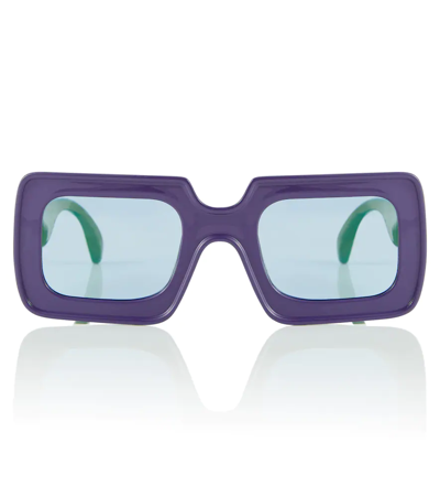 The Animals Observatory Kids' Logo Print Recycled Poly Sunglasses In Purple,green