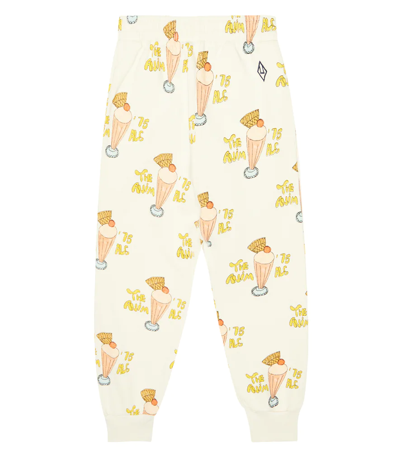 The Animals Observatory Kids' Dromedary Printed Cotton Sweatpants In White Ice Creams