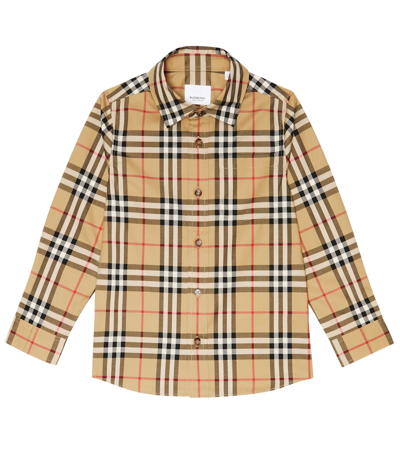 Burberry Kids' Check Cotton-blend Shirt In Beige