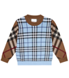 BURBERRY CHECKED WOOL AND COTTON SWEATSHIRT