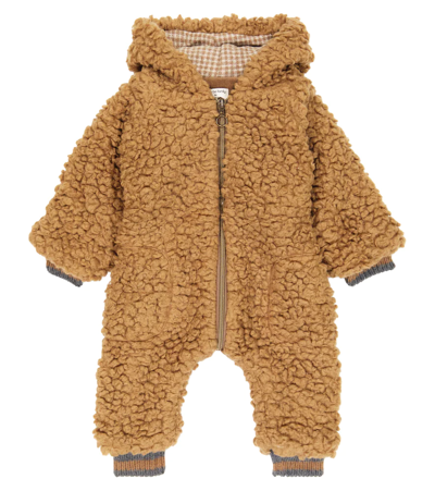 1+ In The Family Baby Eneko Zip-up Teddy Onesie In Caramel