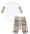 BURBERRY BABY VINTAGE CHECK COTTON BODYSUIT AND PANTS