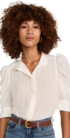 Frame 'gillian' Puff Sleeve Poplin Top In Off White