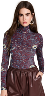 Ulla Johnson Aurelia Botanical-print High-neck Top In Heliotrope