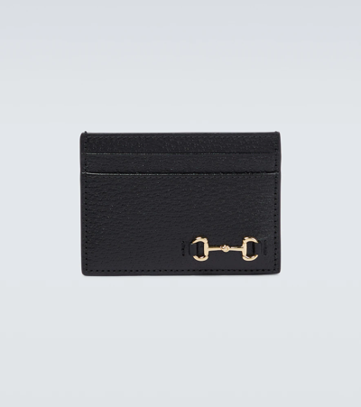 Gucci Horsebit Leather Cardholder In Nero