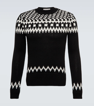 Alexander Mcqueen Asymmetric Panelled Fair Isle Cashmere And Ribbed-knit Jumper In Black