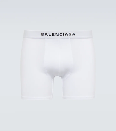 Balenciaga Logo-waistband Boxer Briefs In Bianco