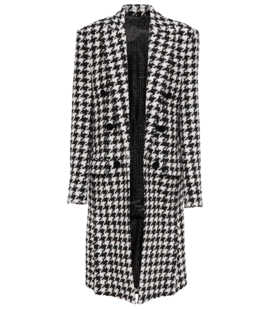 Balmain Double-breasted Houndstooth Coat In Gjx