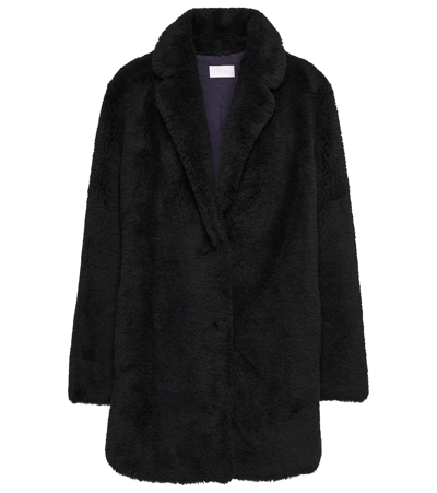 Yves Salomon Black Wool Coat In C99 Noir