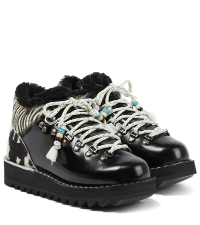 Alanui X Diemme Capri Leather Boots In Black White