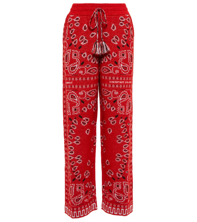 Alanui Red Bandana Wool-alpaca Blend Track Pants In Red Wool