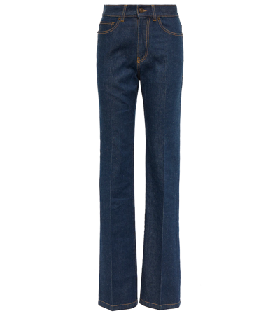 Saint Laurent Clyde High-rise Straight Jeans In Medium Blue Rinse