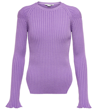 Stella Mccartney Rib-knit Long-sleeve Top In Purple