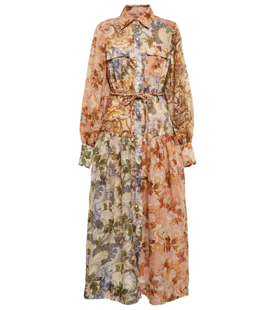 Alemais Phillipa Belted Printed Ramie Maxi Shirt Dress In Multi