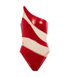 Norma Kamali Mio Snake Mesh One-shoulder One-piece Swimsuit In Tiger Red/nude Mesh