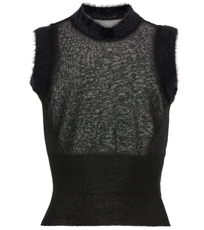 Jacquemus La Maille Ascosu Cropped Sweater Vest In 990 Black