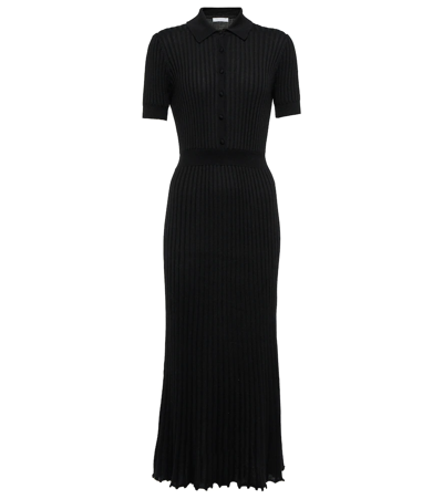 Gabriela Hearst Amor Ribbed Silk And Cashmere-blend Midi Dress In Black