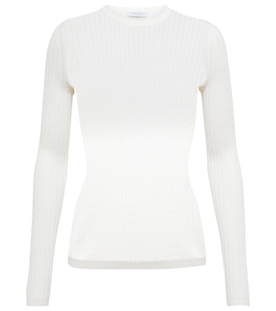 Gabriela Hearst Mary Pointelle Crew Cashmere-blend Top In Ivory