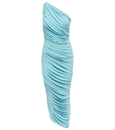 Norma Kamali Diana One-shoulder Ruched Stretch-jersey Dress In Powder Blue
