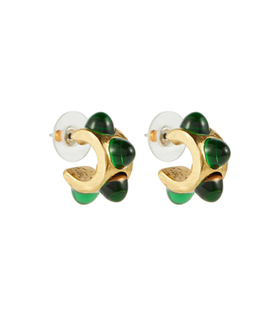 Oscar De La Renta Embellished Hoop Earrings In Green