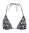 Versace Logo-print Triangle Bikini Top In Black+white