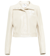 Courrèges Logo Cropped Faux Leather Jacket In Off White