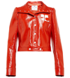 Courrèges Cropped Appliquéd Cotton-blend Vinyl Jacket In Red