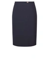 Hugo Boss Pencil Skirt In Italian Stretch Virgin Wool In Dark Blue