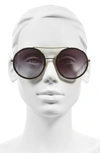 Gucci 56mm Round Sunglasses In Black In Gold