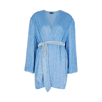 Retroféte Gabrielle Blue Sequin Wrap Dress