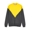 Plan C Colorblock V Intarsia Wool Shirt In Grey