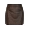 16arlington Distressed-effect Leather Miniskirt In Brown