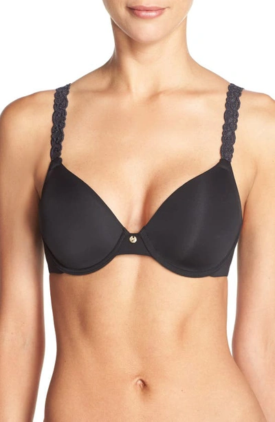 Natori Pure Luxe Custom Coverage Contour Underwire Bra In Black Combo