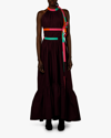 Roksanda Niesha Open-back Bow-detailed Tiered Cotton Midi Dress In Merlot