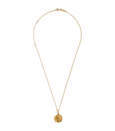 Azlee Small Yellow Gold And Diamond Goddess Coin Necklace