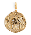 AZLEE LARGE YELLOW GOLD AND DIAMOND ELEFANTE COIN CHARM