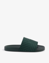 BOTTEGA VENETA BOTTEGA VENETA MENS DARK GREEN CARPET GROOVED RUBBER SLIDERS,57281798