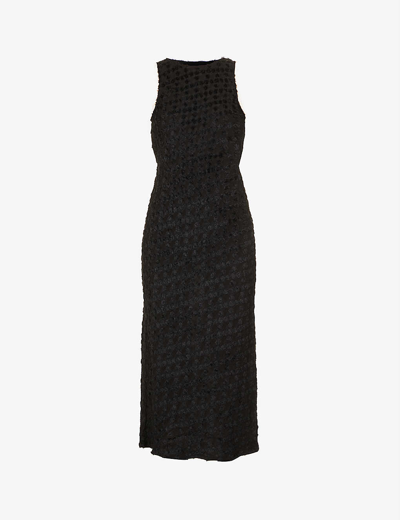 Song For The Mute Brushed Embroidery Regular-fit Woven Midi Tank Dress In Black