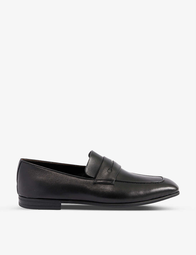 Ermenegildo Zegna Narrow-toe Leather Penny Loafers In Black