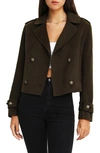 Belle & Bloom Better Off Military Wool Blend Crop Peacoat In Military Green