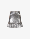 Rabanne Sequin-embellished Ruffle Mini Skirt In Silver