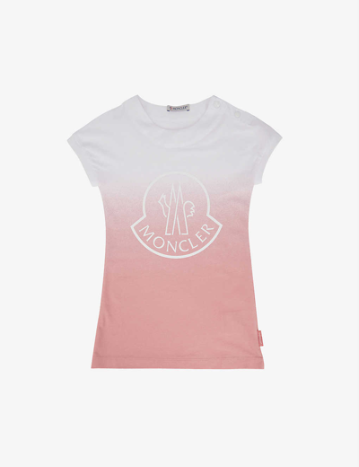 Moncler Babies' Logo-print Ombré Effect Cotton-jersey Dress 3-36 Months In Pink