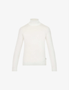 Hugo Boss Funnel-neck Regular-fit Wool-knit Jumper In White