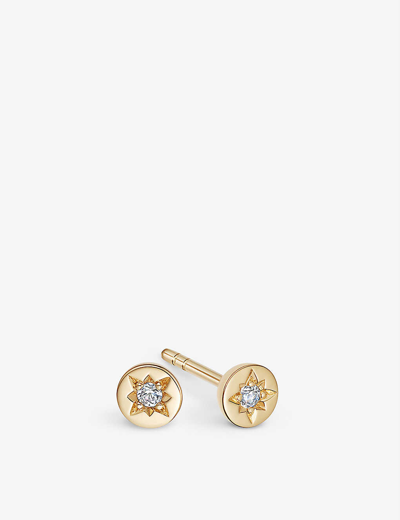 Astley Clarke Polaris 18ct Yellow Gold-plated Vermeil Sterling-silver And White Sapphire Stud Earrings In Yellow Gold Vermeil