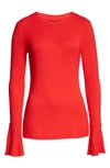 Capsule 121 The Polaris Ruffle Cuff Knit Top In Jelly Apple