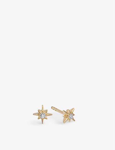 Astley Clarke Polaris Star 18ct Yellow Gold-plated Vermeil Sterling-silver And White Sapphire Stud Earrings In Yellow Gold Vermeil